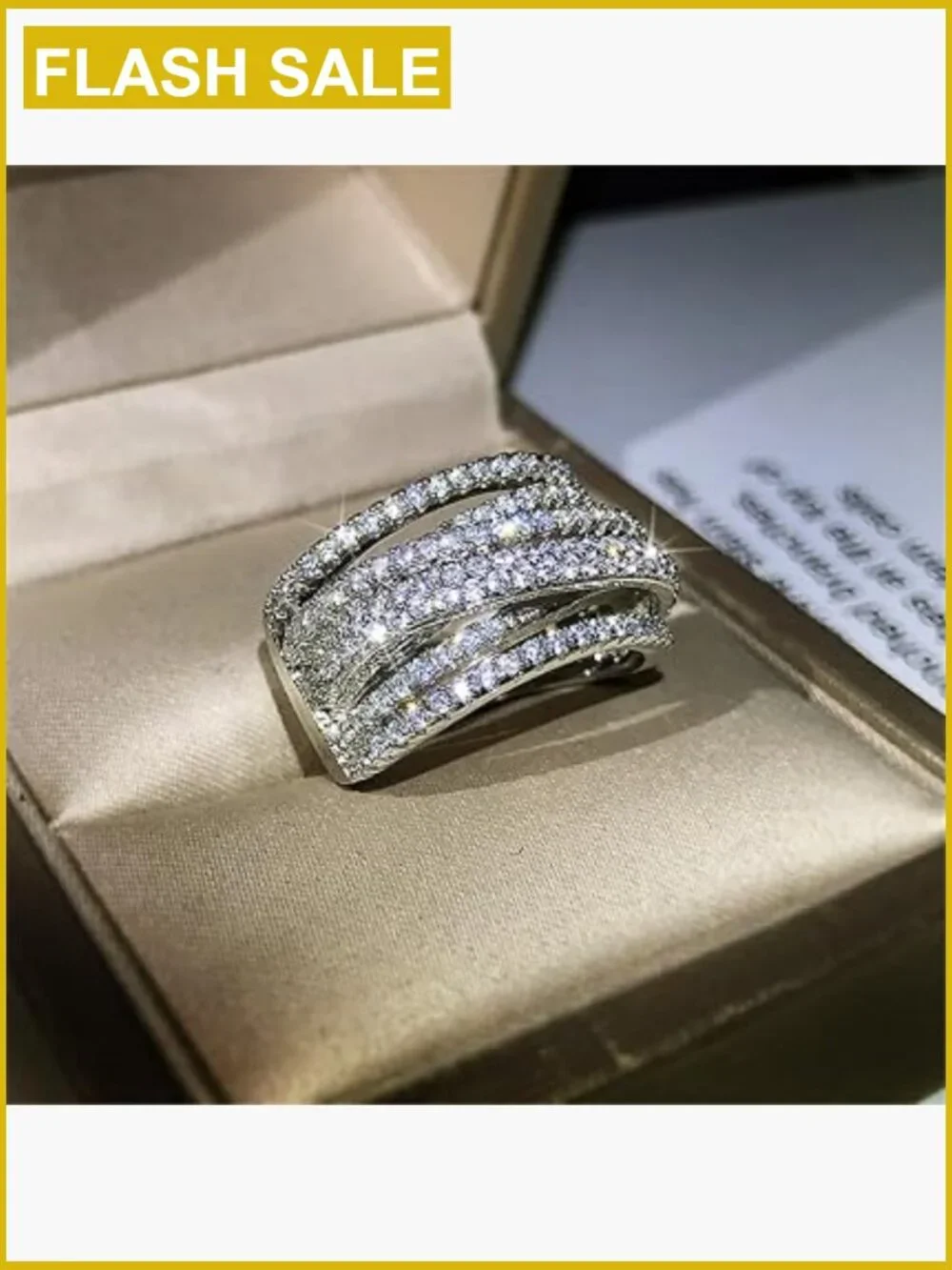 Sterling Silver Multi Row Criss Cross Cubic Zirconia Ring Size 7 Eternity
